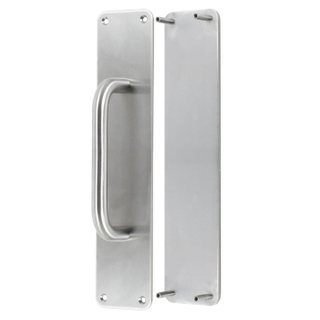 Stainless Steel Pull handle 150mm and Push plate 300x65x2.0mm plate with D handle E101C+E101V-E5, concealed fixing and visible fixing