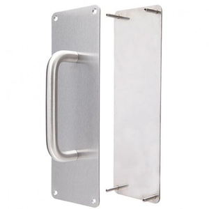 Stainless Steel Pull handle 150mm and Push plate 300x100x2.0mm plate with D handle E102C+ E102V-E5, concealed fixing and visible fixing