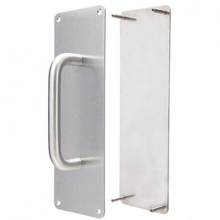 Stainless Steel Pull handle 150mm and Push plate 300x100x2.0mm plate with D handle E102C+ E102V-E5, concealed fixing and visible fixing